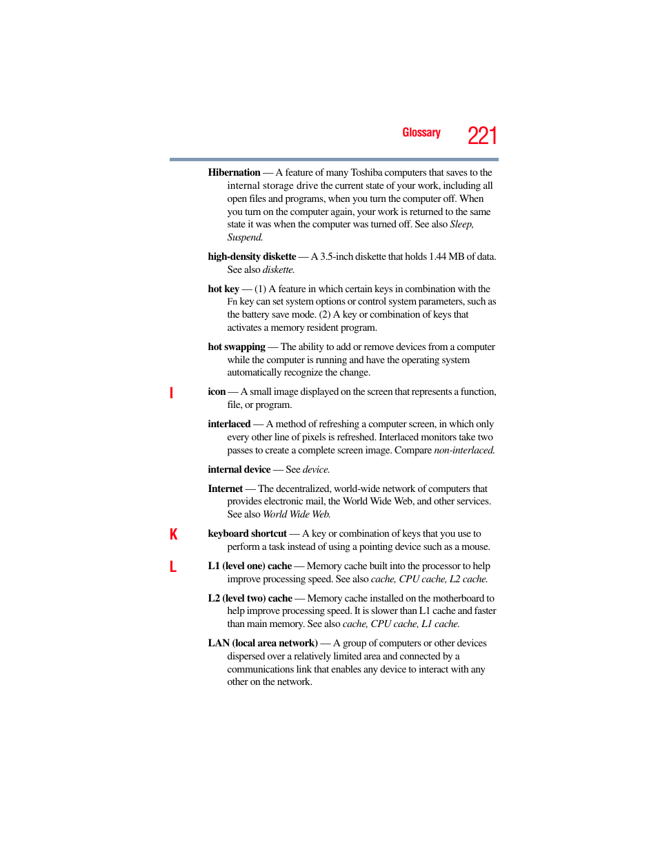 Toshiba SATELLITE M300 User Manual | Page 221 / 232
