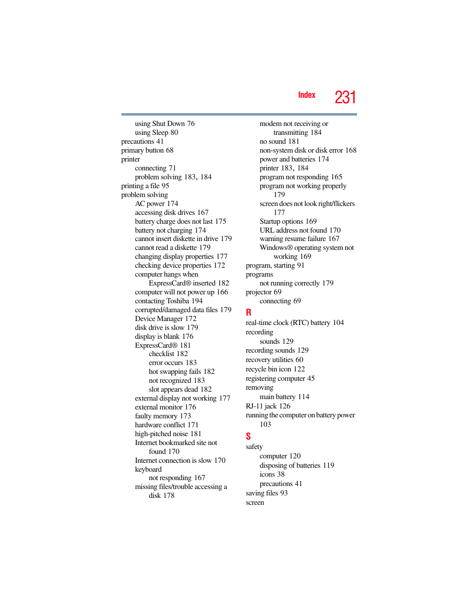 Toshiba SATELLITE M300 User Manual | Page 231 / 232
