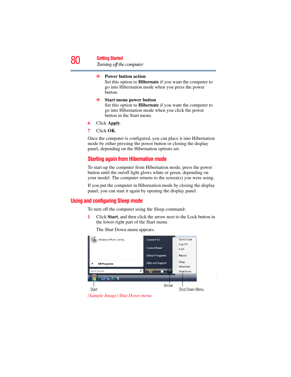Using and configuring sleep mode | Toshiba SATELLITE M300 User Manual | Page 80 / 232