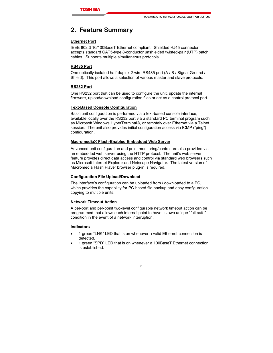 Feature summary | Toshiba T300MVi User Manual | Page 16 / 69
