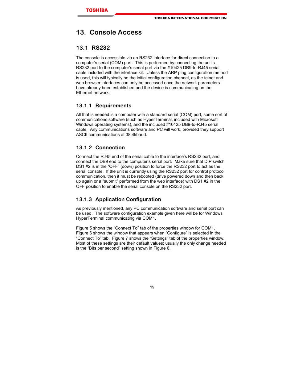 Console access | Toshiba T300MVi User Manual | Page 32 / 69
