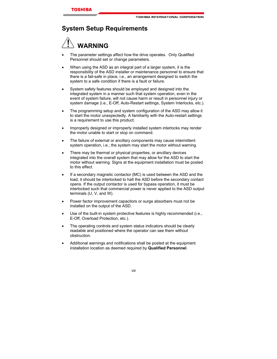 System setup requirements warning | Toshiba T300MVi User Manual | Page 9 / 69