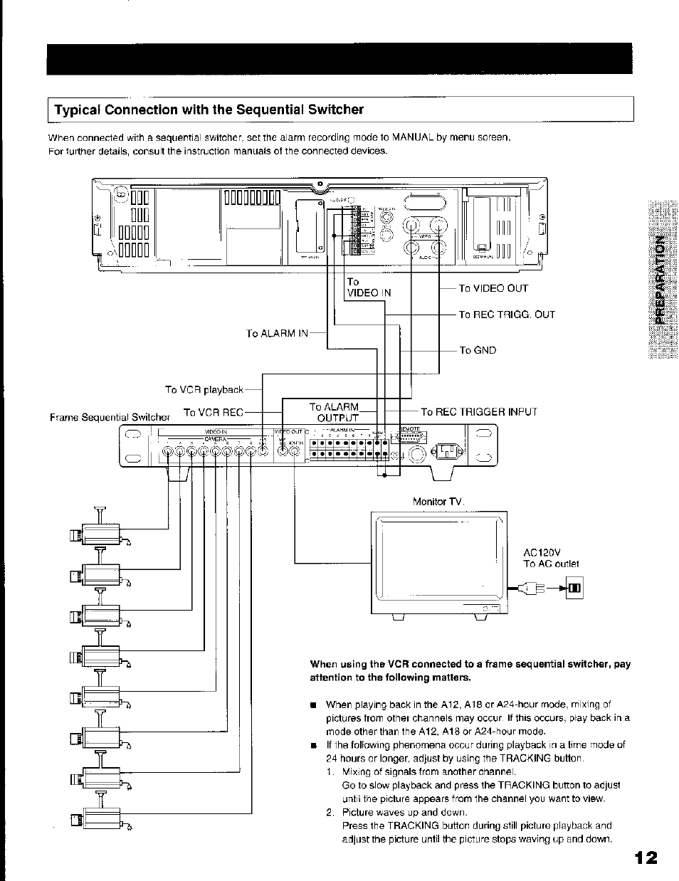 Typical connection with the sequential switcher | Toshiba KV-7168A User Manual | Page 12 / 50