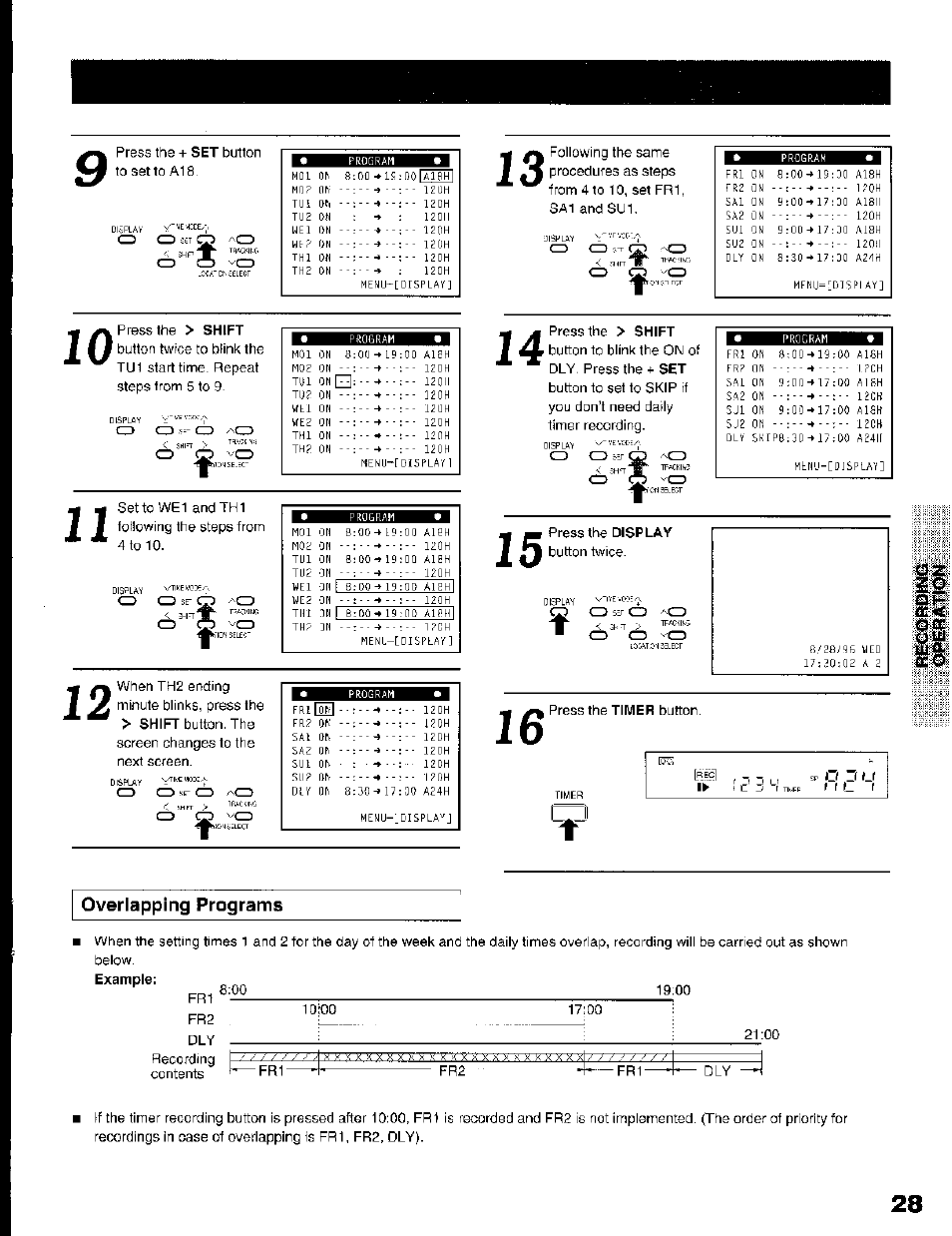 Overlapping programs, Example | Toshiba KV-7168A User Manual | Page 28 / 50