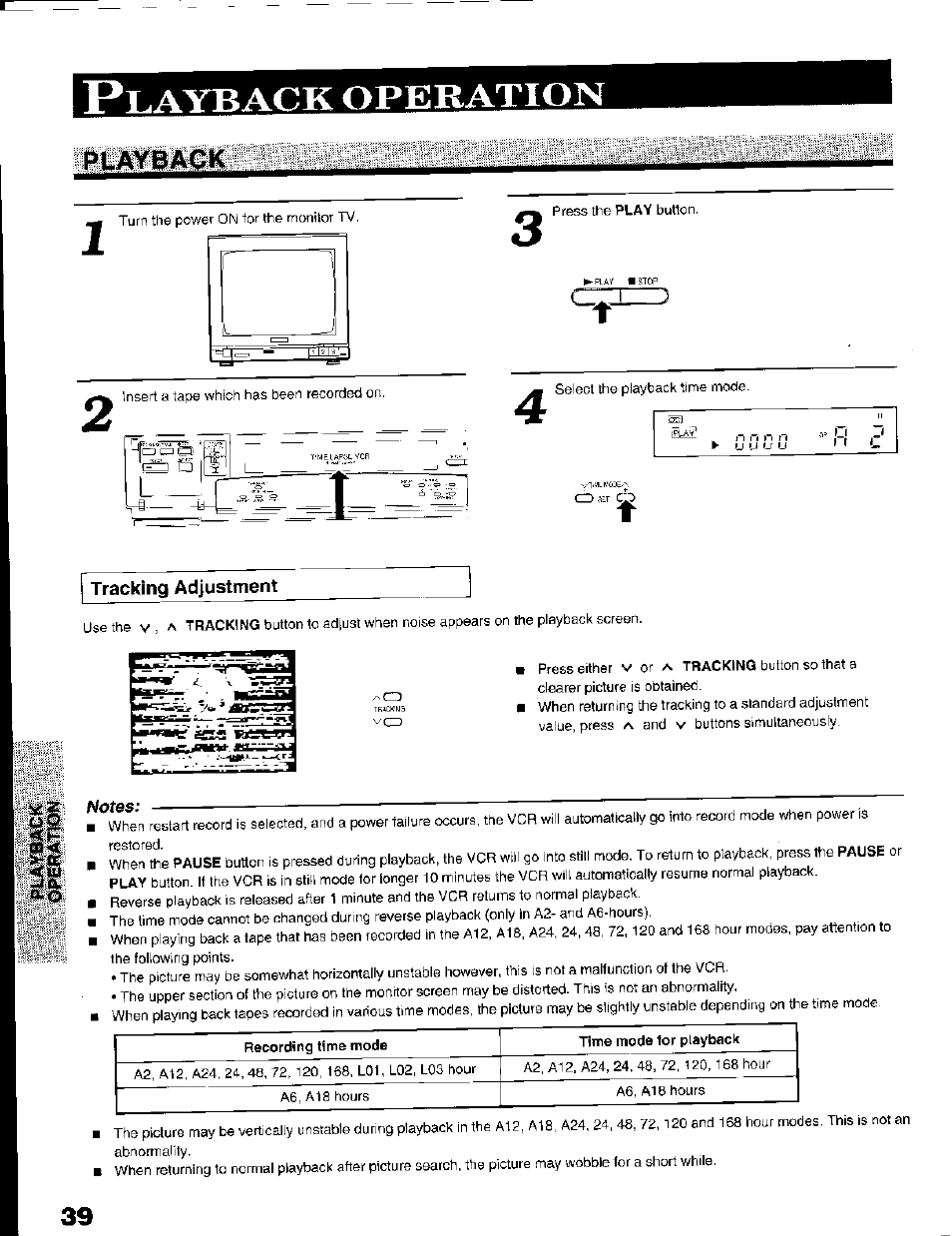 Tracking adjustment, Notes, Layback | Operation, I___ ' r | Toshiba KV-7168A User Manual | Page 39 / 50