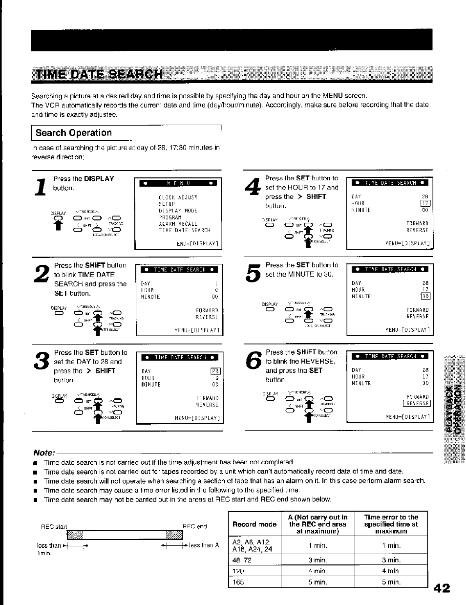 Search operation, Note | Toshiba KV-7168A User Manual | Page 42 / 50