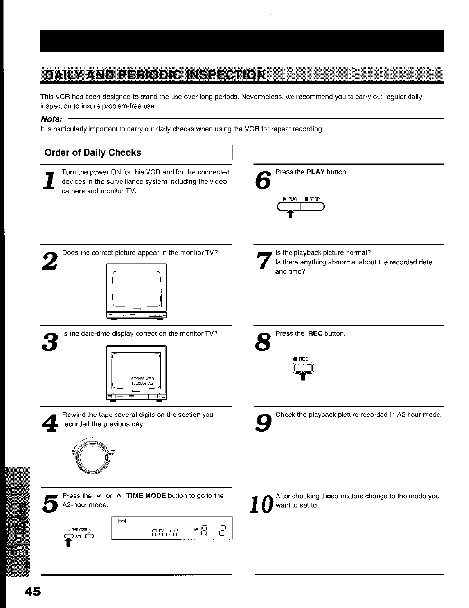 Note, Order of daily checks, Daily | Toshiba KV-7168A User Manual | Page 45 / 50