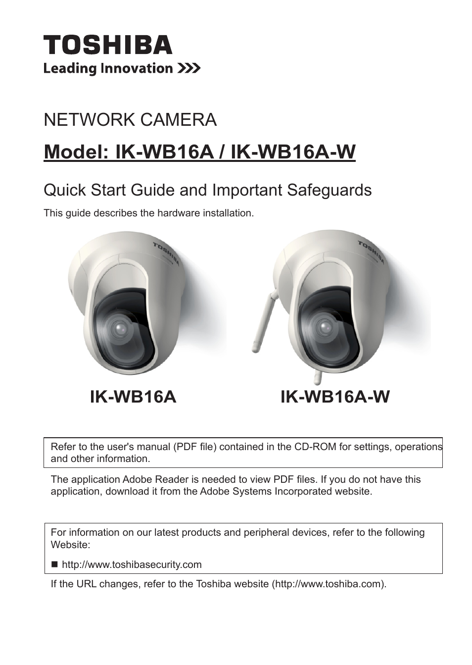 Toshiba IK-WB16A-W User Manual | 24 pages