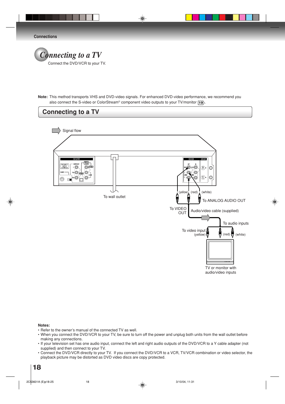 Connecting to a tv | Toshiba SD-V396SU User Manual | Page 18 / 80