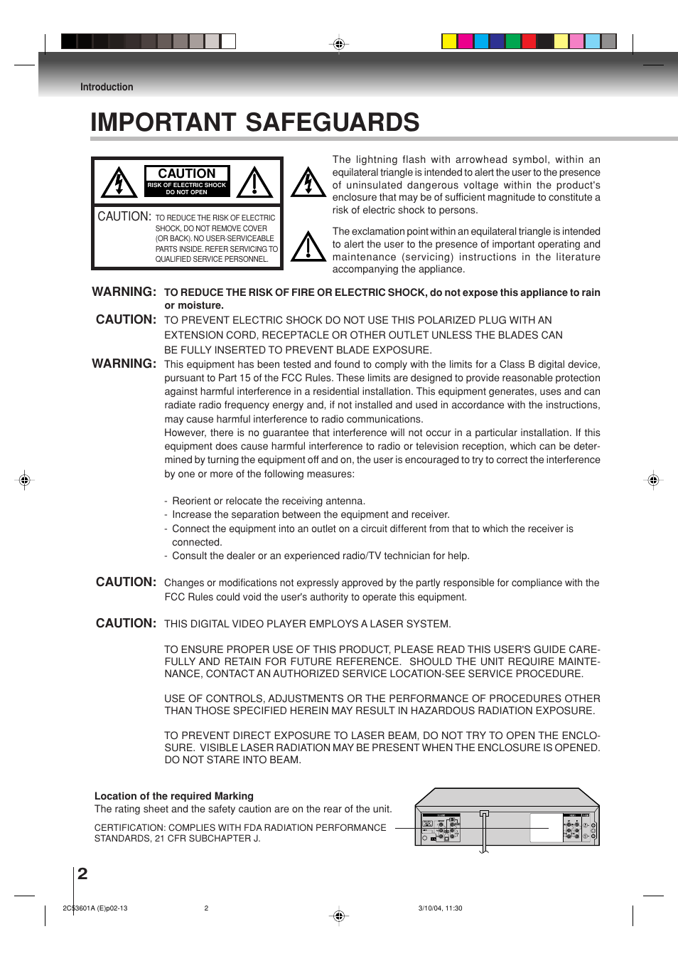 Important safeguards | Toshiba SD-V396SU User Manual | Page 2 / 80