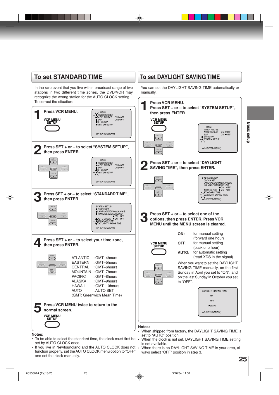 Basic setup | Toshiba SD-V396SU User Manual | Page 25 / 80