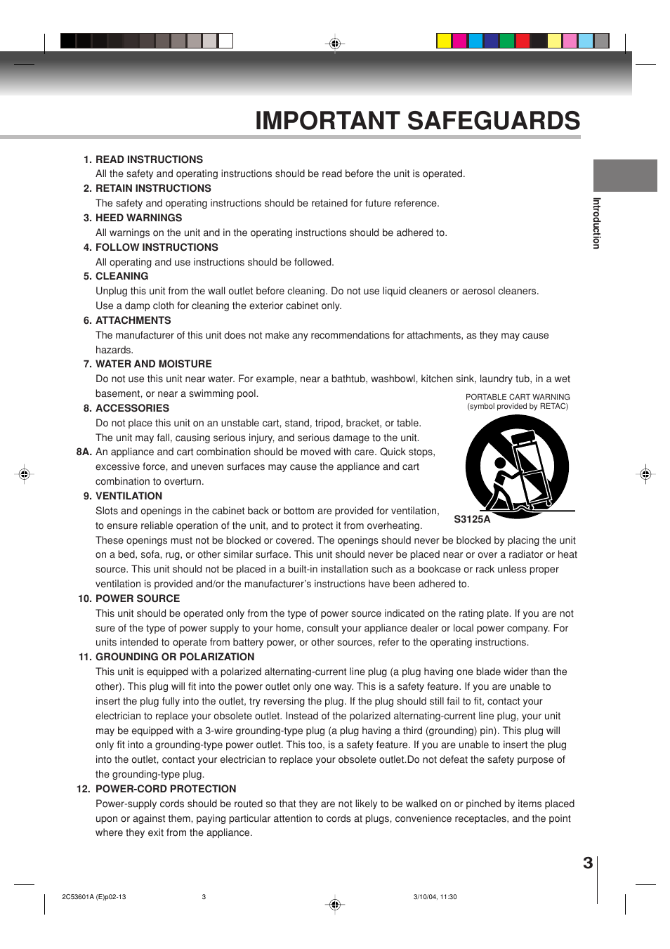Important safeguards | Toshiba SD-V396SU User Manual | Page 3 / 80