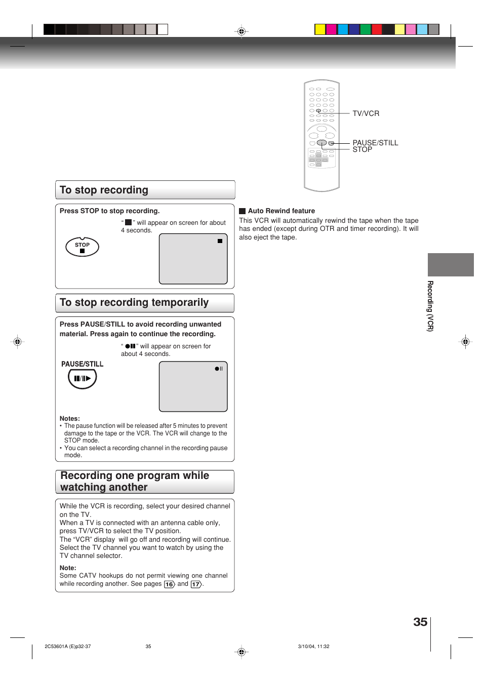 Recording one program while watching another | Toshiba SD-V396SU User Manual | Page 35 / 80