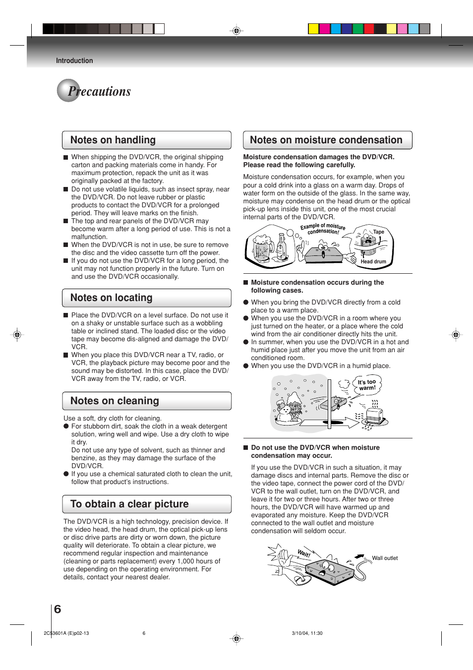 Precautions | Toshiba SD-V396SU User Manual | Page 6 / 80