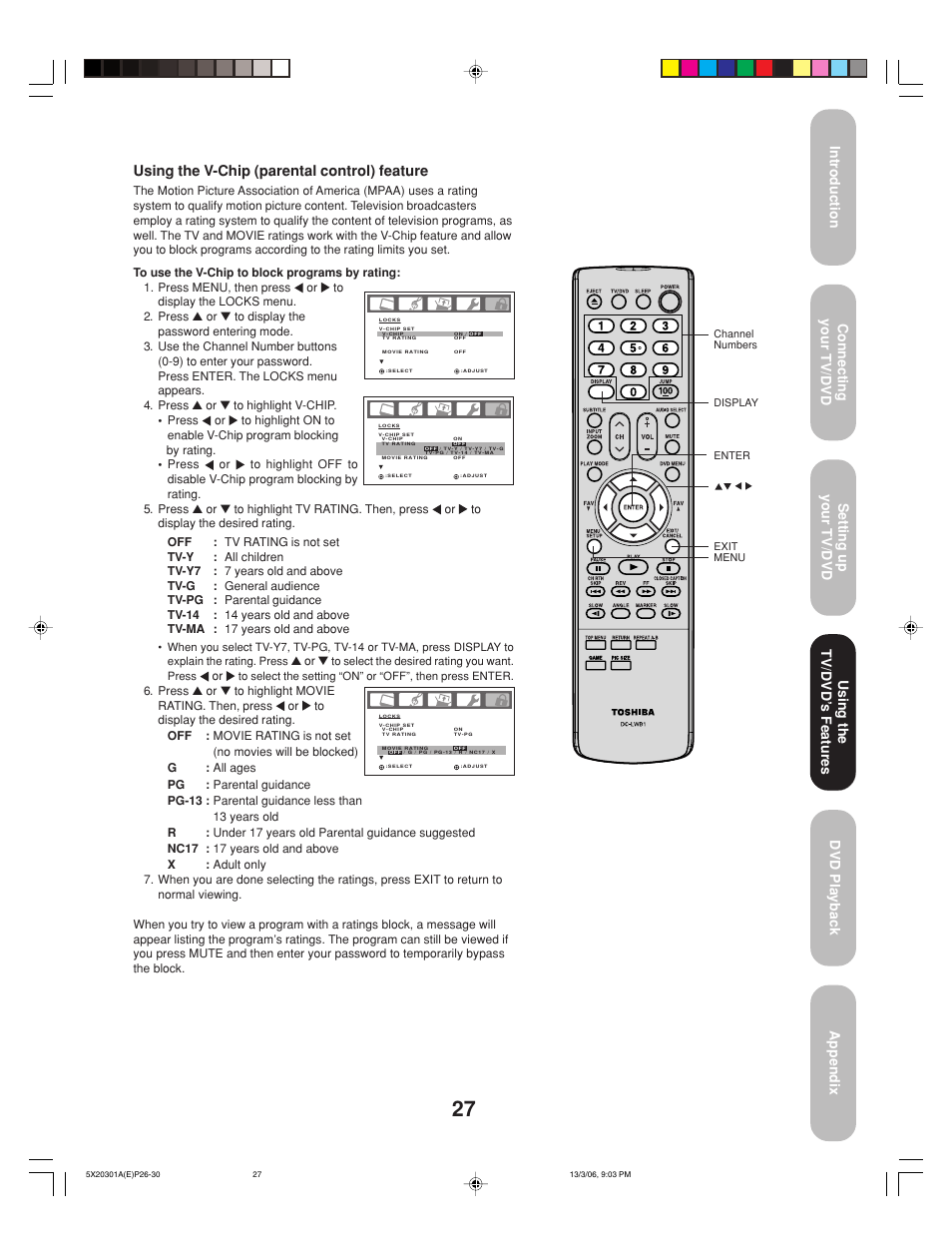 Using the tv/dvd’ s features | Toshiba 20HLV86 User Manual | Page 27 / 72