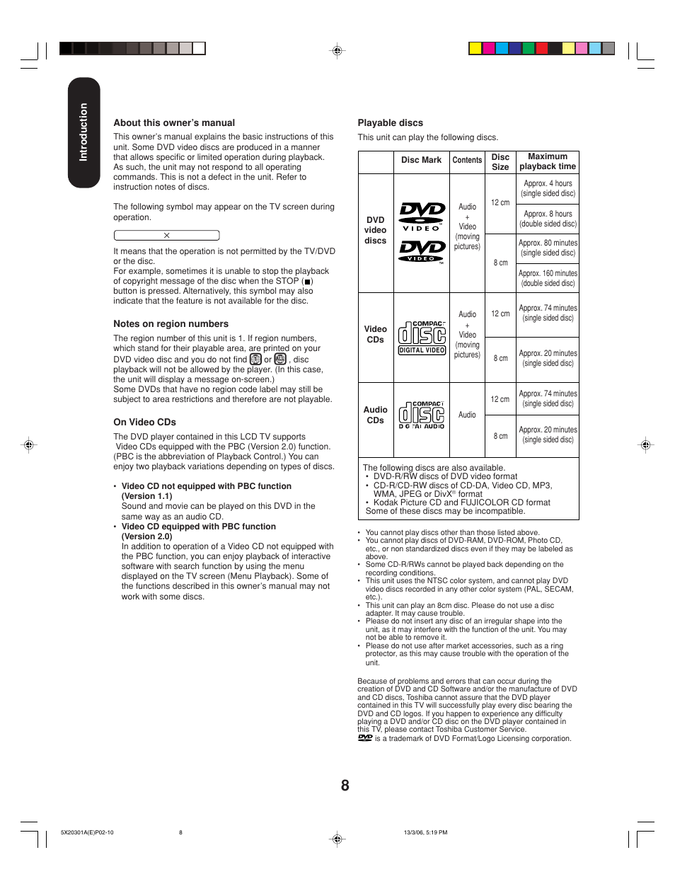 Toshiba 20HLV86 User Manual | Page 8 / 72