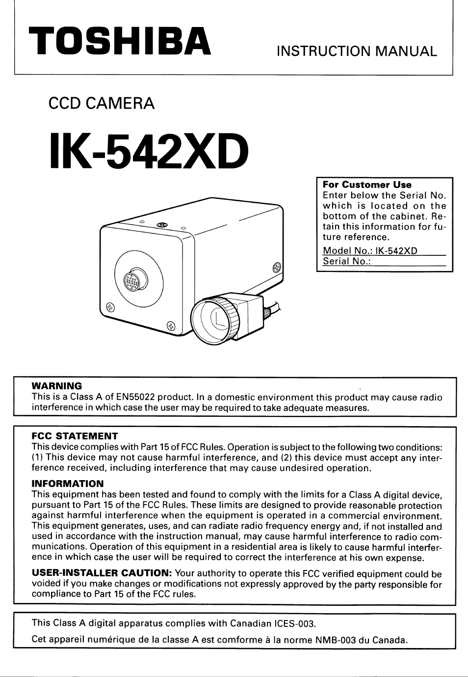 Toshiba IK-542XD User Manual | 24 pages