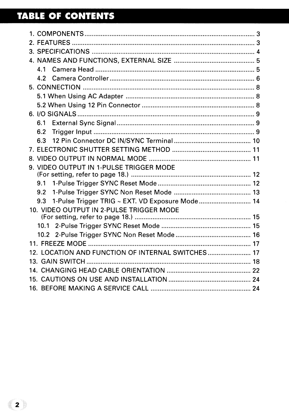 Toshiba IK-542XD User Manual | Page 2 / 24