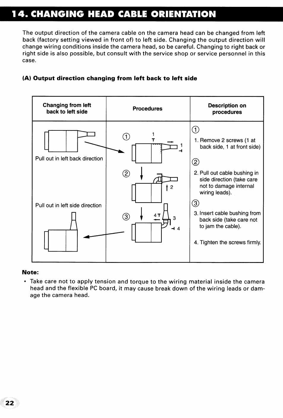 Changing head cable orientation | Toshiba IK-542XD User Manual | Page 22 / 24