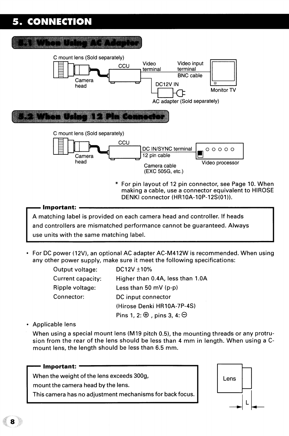 Connection, Lilluwi iiftnii 'ss '.pi | Toshiba IK-542XD User Manual | Page 8 / 24