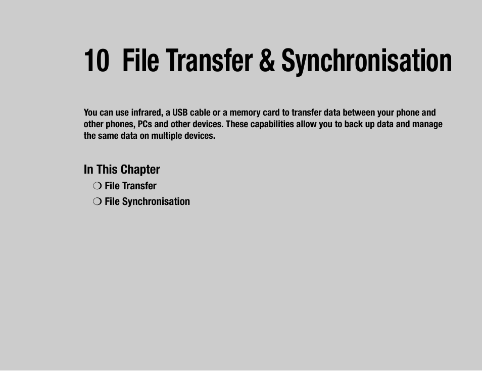 10 file transfer & synchronisation | Toshiba TX80 User Manual | Page 117 / 145