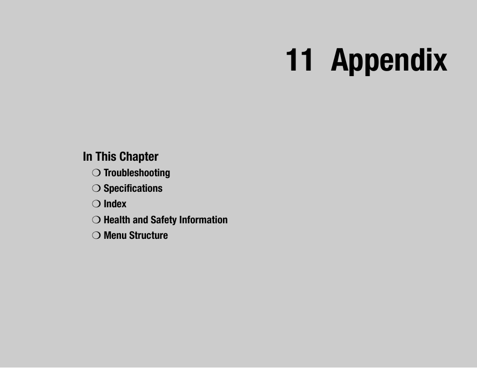 11 appendix | Toshiba TX80 User Manual | Page 125 / 145