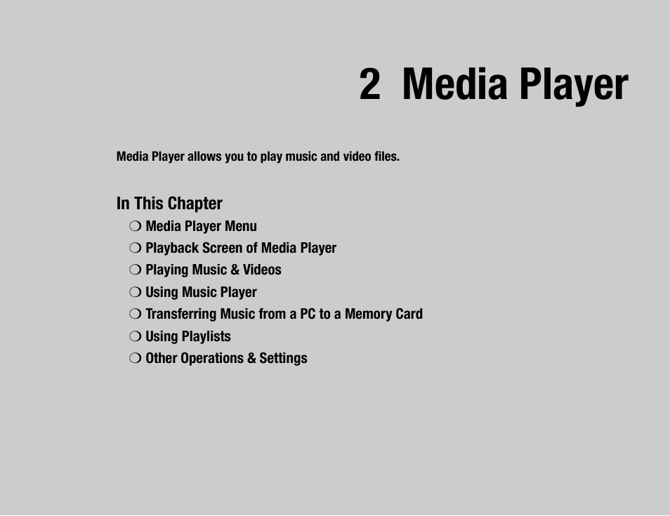2 media player | Toshiba TX80 User Manual | Page 49 / 145