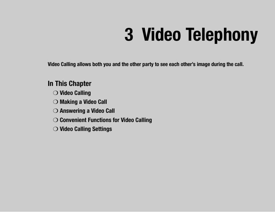 3 video telephony | Toshiba TX80 User Manual | Page 61 / 145