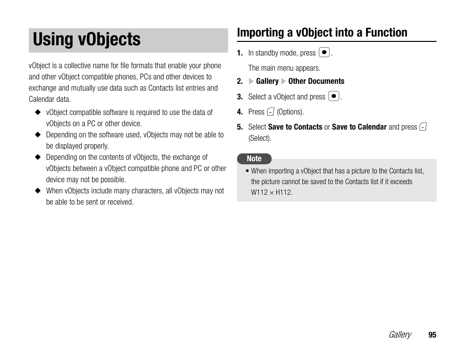 Using vobjects, Importing a vobject into a function | Toshiba TX80 User Manual | Page 95 / 145