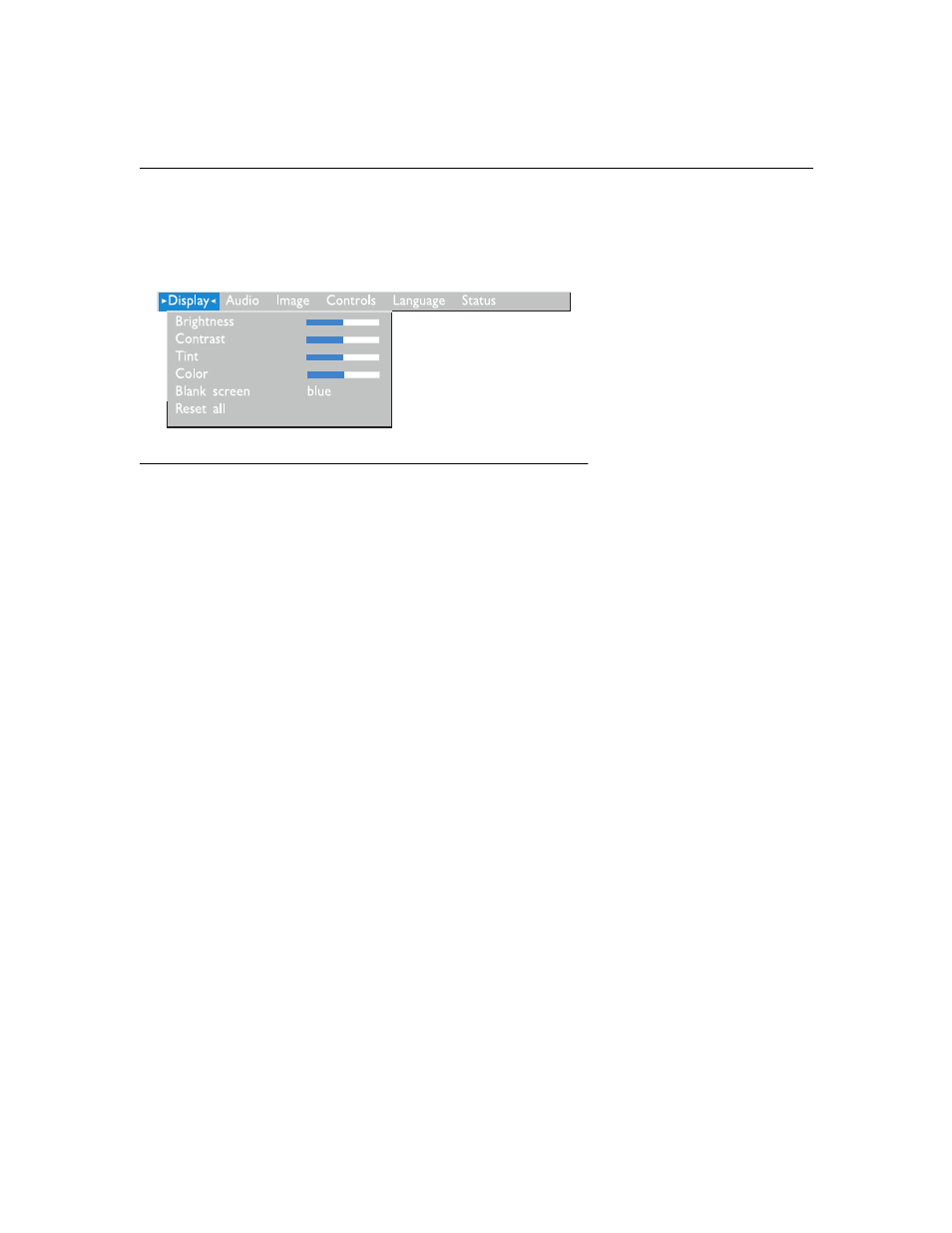 Heading2 - display menu, Display menu | Toshiba TDP-B1 User Manual | Page 26 / 55