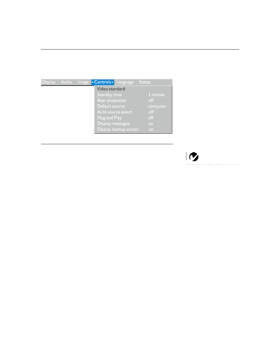 Heading2 - controls menu, Controls menu | Toshiba TDP-B1 User Manual | Page 30 / 55