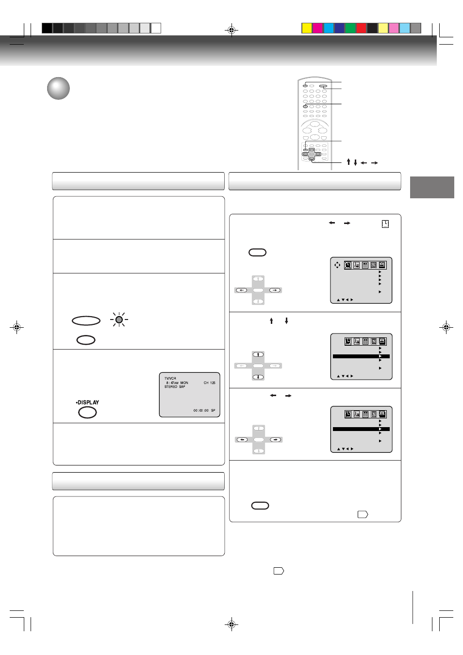 Clock setting, Auto clock setting, Auto clock adjustment to set auto clock to off | Toshiba MW20FP3 User Manual | Page 19 / 64