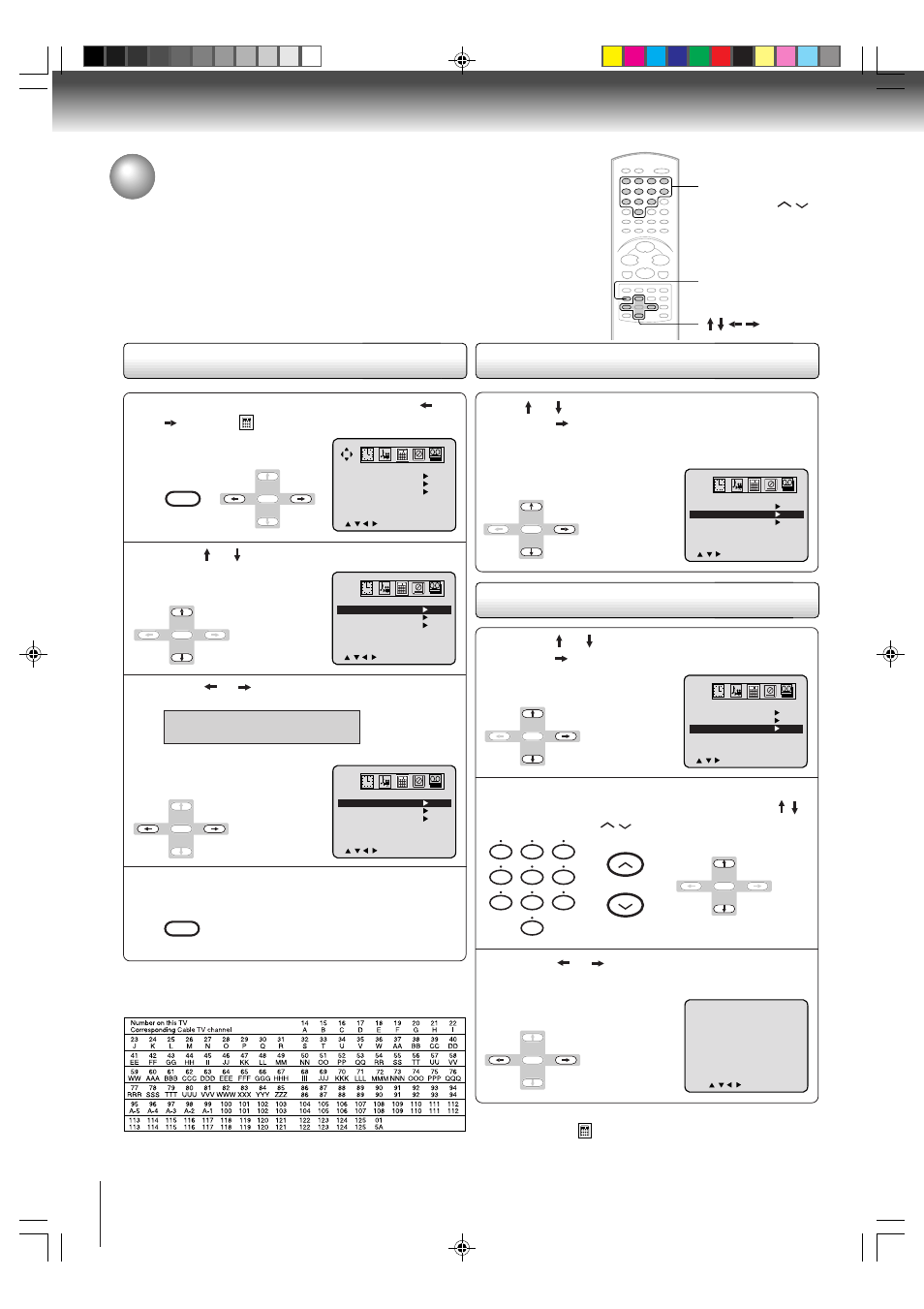 Tv/cable selection | Toshiba MW20FP3 User Manual | Page 26 / 64