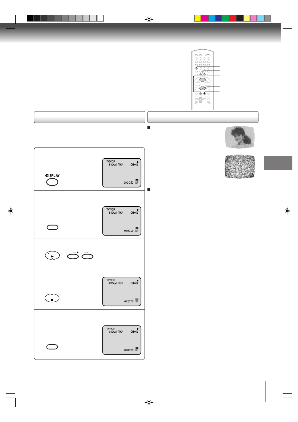 Zero return function, Video head cleaning | Toshiba MW20FP3 User Manual | Page 37 / 64