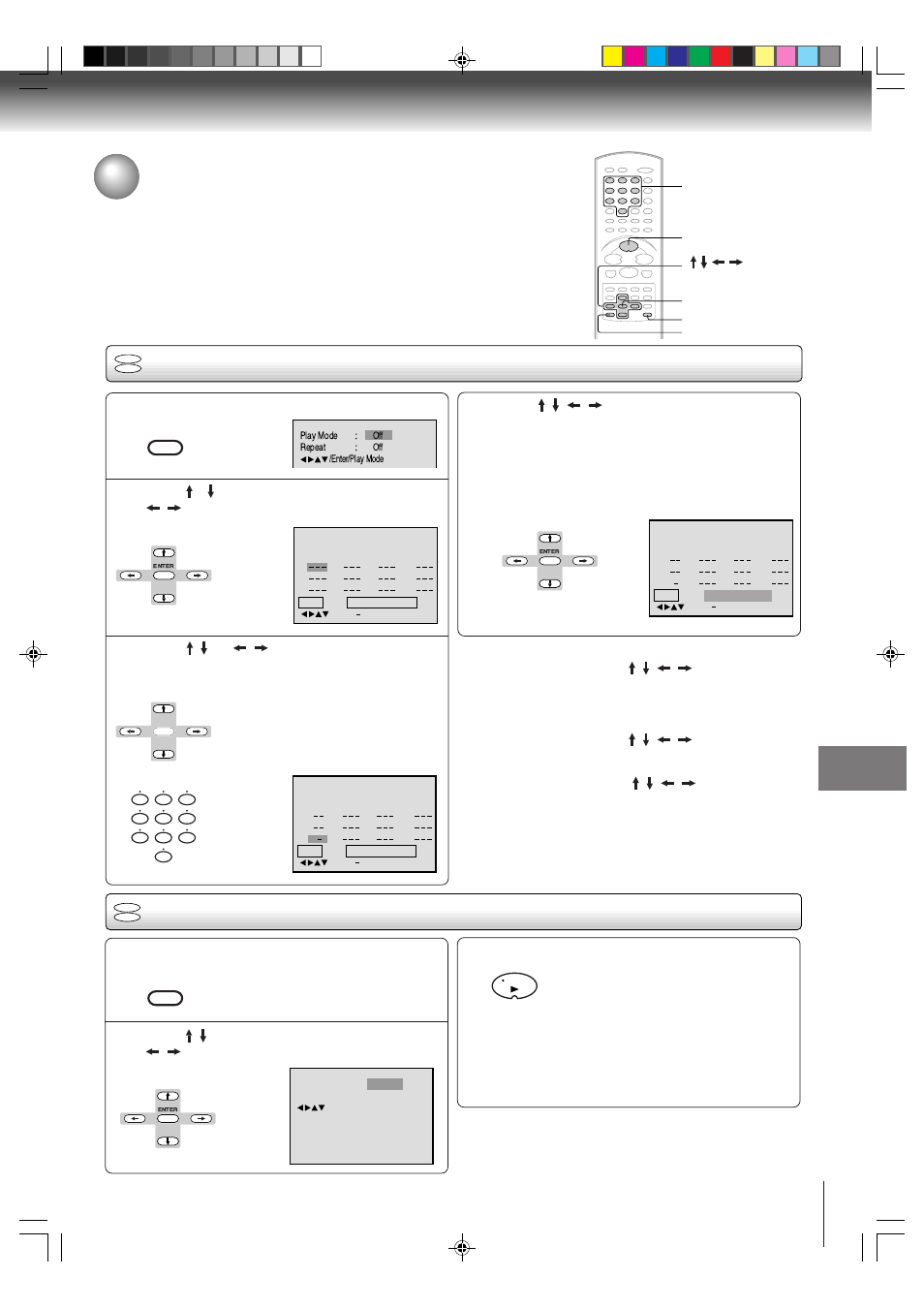 Program playback/random playback, Program playback, Random playback | Toshiba MW20FP3 User Manual | Page 49 / 64