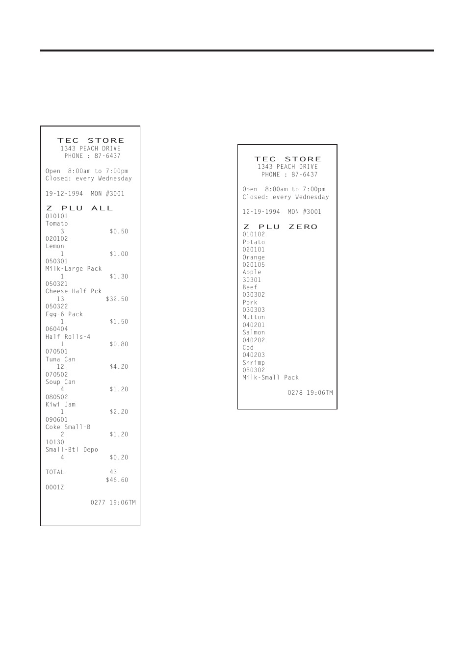 All plu read or reset (daily or gt), Inactive plu read (daily or gt) | Toshiba TEC MA-1450-1 SERIES User Manual | Page 102 / 152