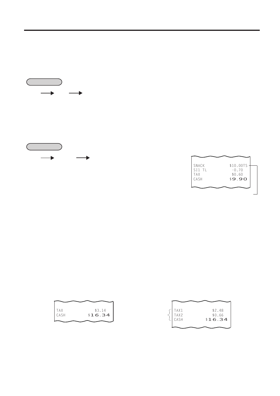 Taxable total read and subtotal print, Selective itemizer (si) total read, Tax calculation and print | 33 taxable total read and subtotal print, 34 selective itemizer (si) total read, 35 tax calculation and print | Toshiba TEC MA-1450-1 SERIES User Manual | Page 50 / 152