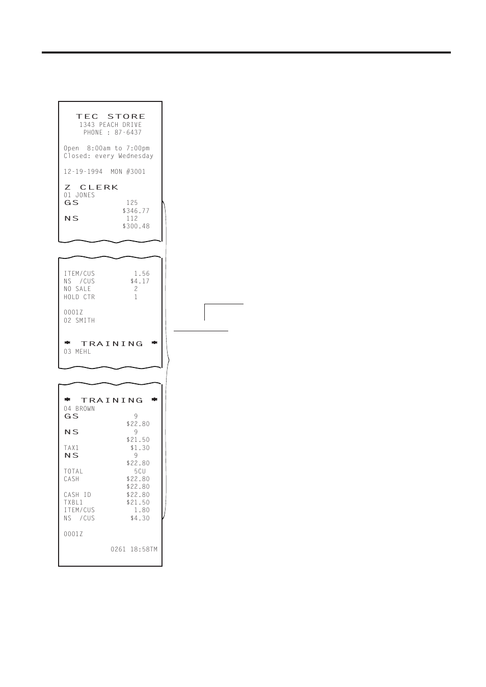 Cashier read or reset (daily or gt) | Toshiba TEC MA-1450-1 SERIES User Manual | Page 96 / 152