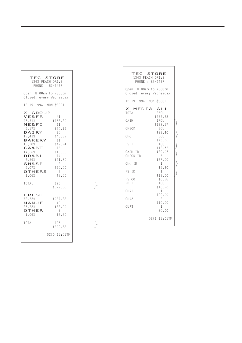 Daily media sales and in-drawer total read, Department group read (daily or gt) | Toshiba TEC MA-1450-1 SERIES User Manual | Page 98 / 152