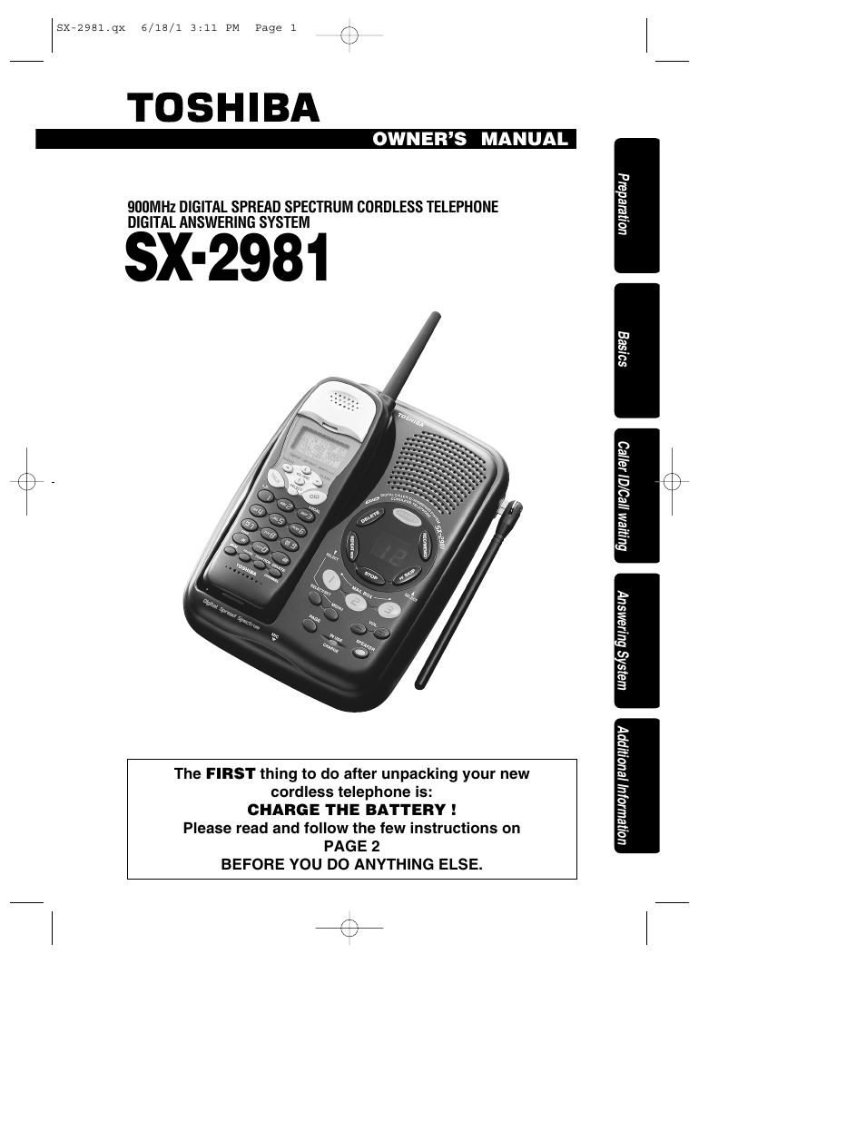 Toshiba SX-2981 User Manual | 55 pages