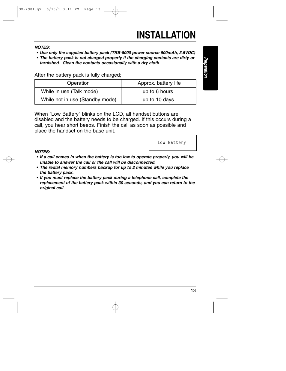 Installation | Toshiba SX-2981 User Manual | Page 13 / 55