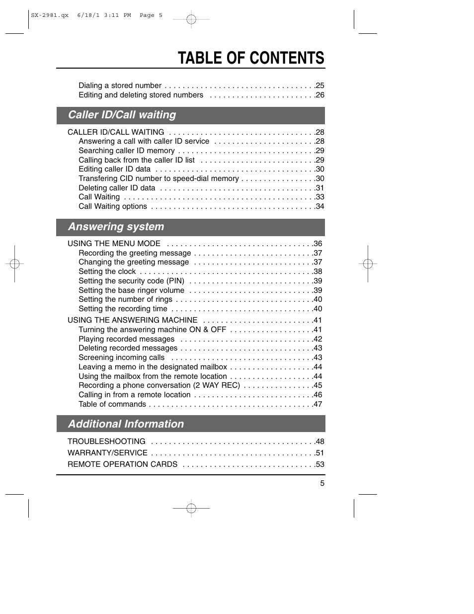 Toshiba SX-2981 User Manual | Page 5 / 55
