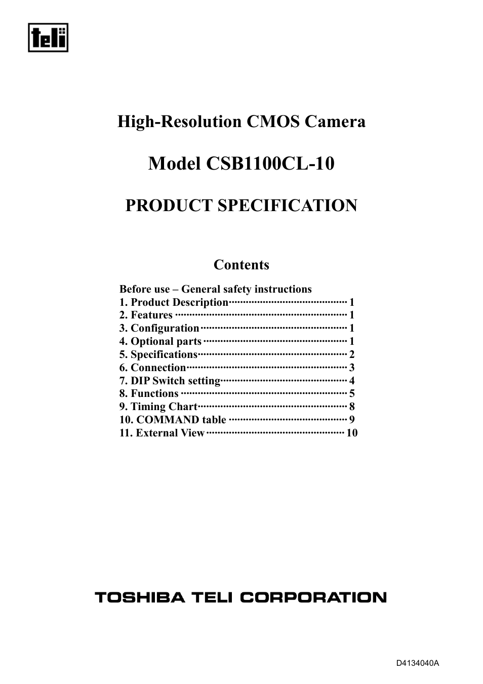 Toshiba CSB1100CL-10 User Manual | 16 pages