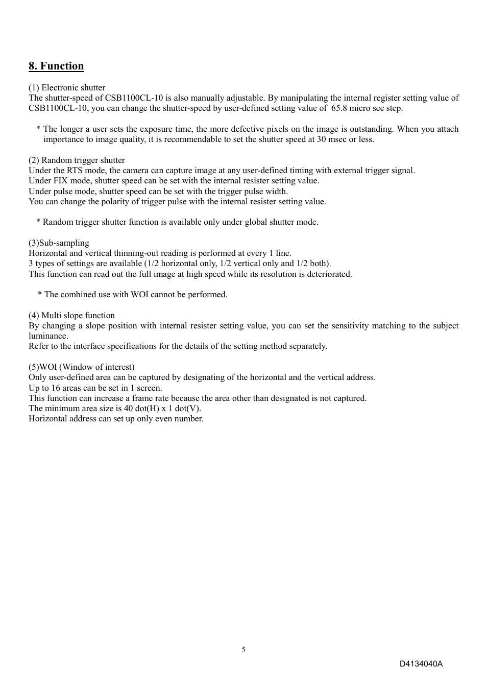 Function | Toshiba CSB1100CL-10 User Manual | Page 11 / 16