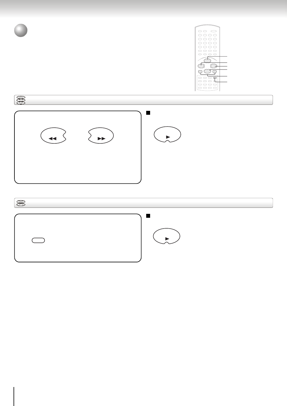 Variable speed playback, Playing in fast reverse or fast forward directions, Playing frame by frame | Toshiba SD-5915SC User Manual | Page 22 / 52