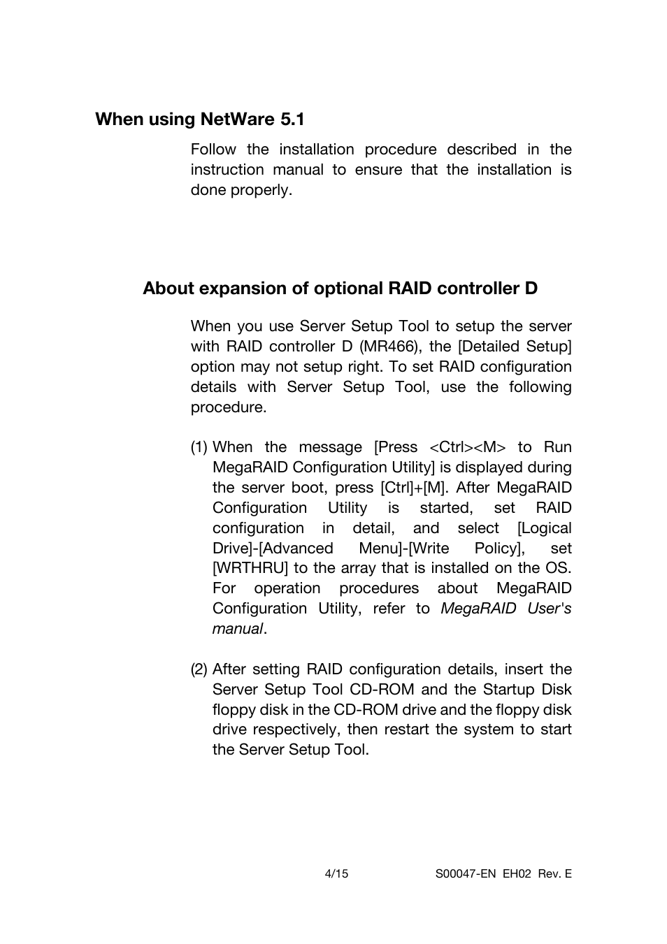 When using netware, About expansion of optional raid controller d | Toshiba 510D User Manual | Page 4 / 15