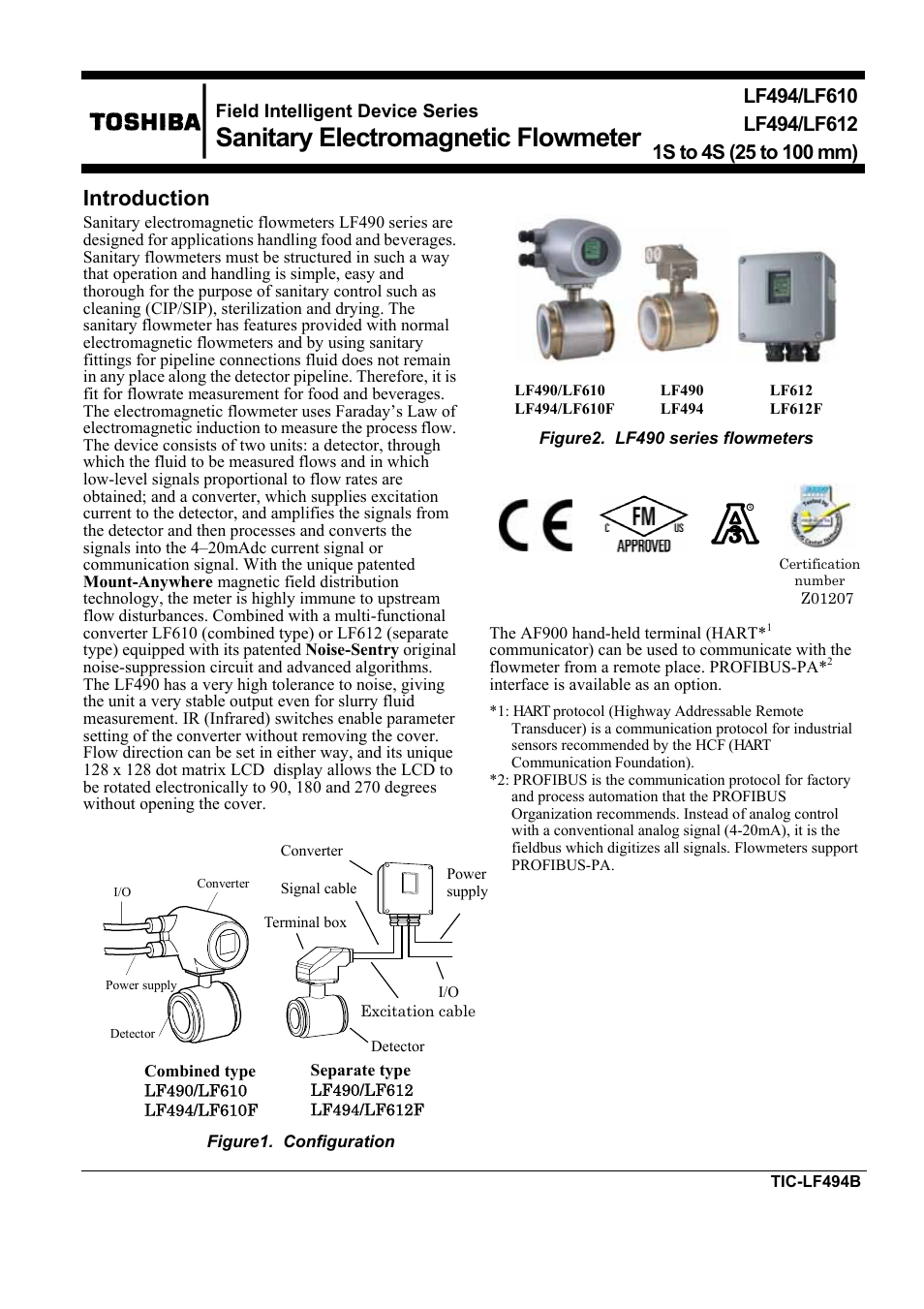 Toshiba Sanitary Electromagnetic Flowmeter TIC-LF494B User Manual | 16 pages