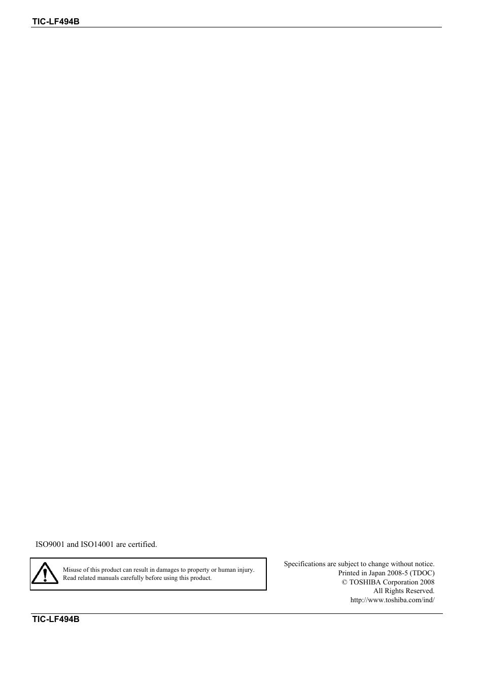 Toshiba Sanitary Electromagnetic Flowmeter TIC-LF494B User Manual | Page 16 / 16