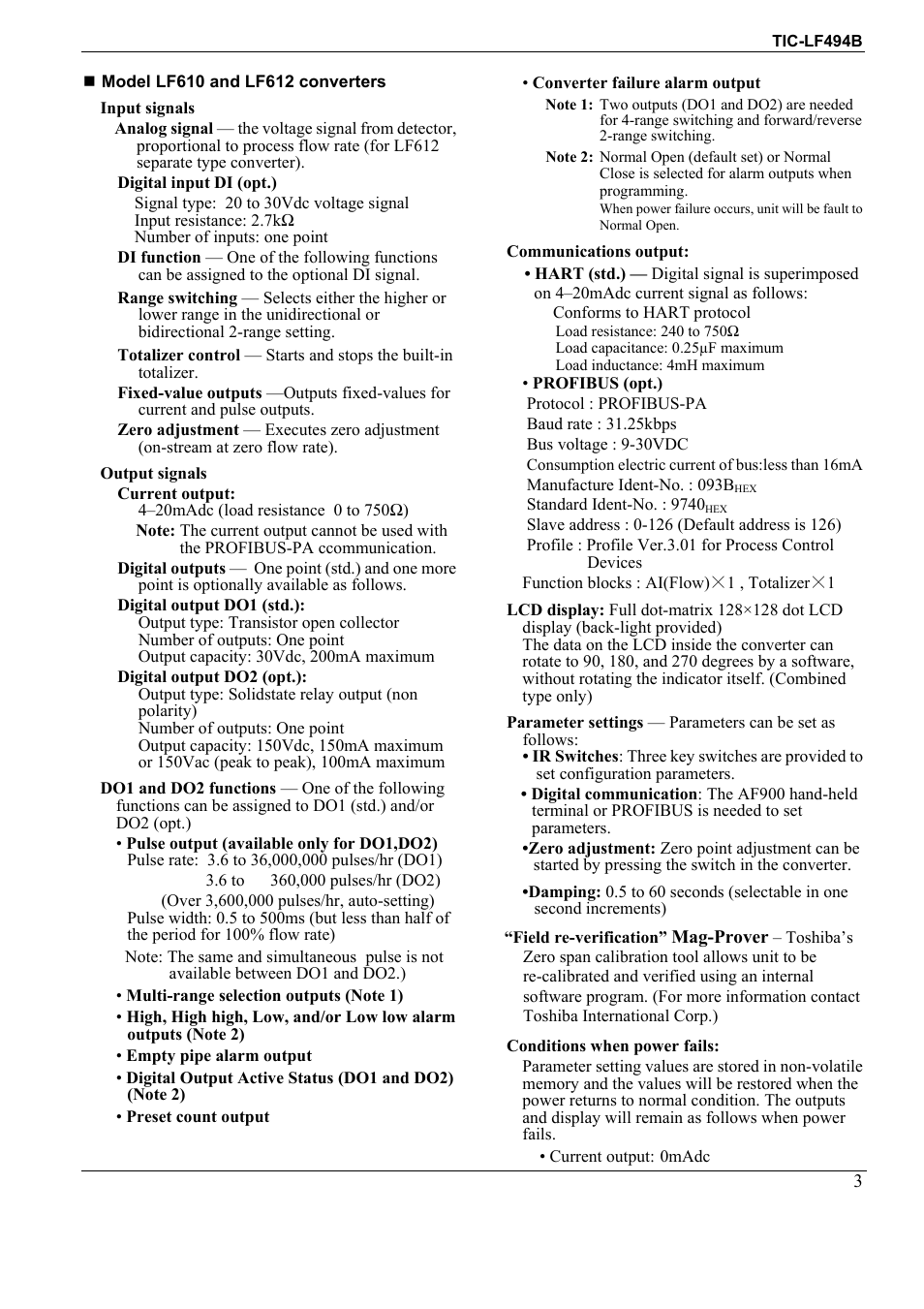 Toshiba Sanitary Electromagnetic Flowmeter TIC-LF494B User Manual | Page 3 / 16