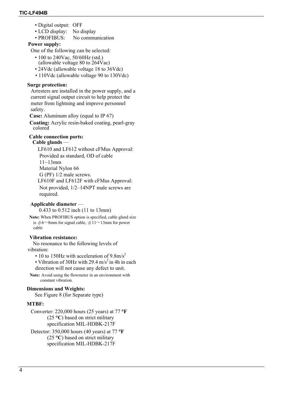 Toshiba Sanitary Electromagnetic Flowmeter TIC-LF494B User Manual | Page 4 / 16